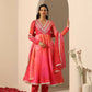 Pomcha Jaipur Pink Gul Bahaar Anarkali Set | Swadesiicart