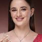 NVR Women Silver-Plated American Diamond-Studded Pendant Set | Swadesiicart