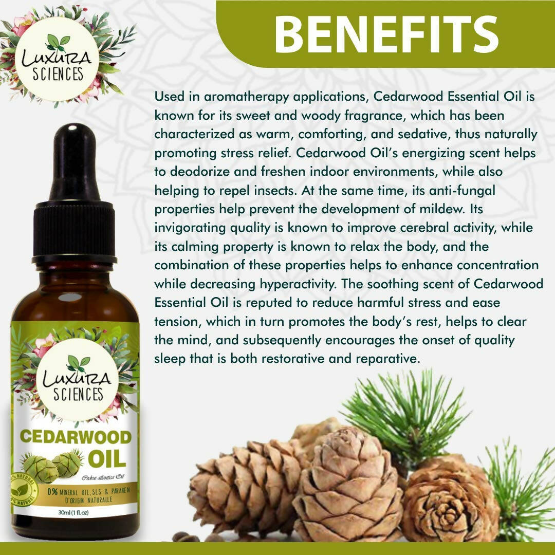 Luxura Sciences Organic Cedarwood Essential Oil - Swadesiicart