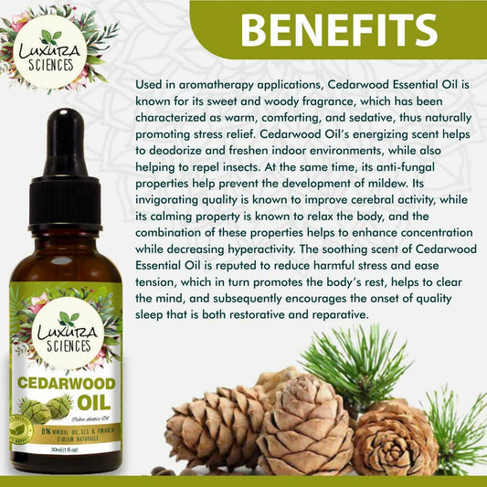 Luxura Sciences Organic Cedarwood Essential Oil - Swadesiicart