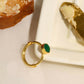 Natural Stone Green Hexagon Ring - Ruby Raang | Swadesiicart