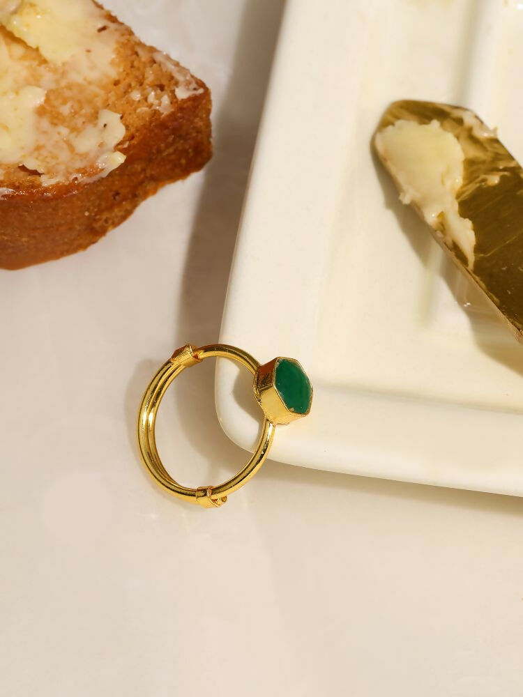 Natural Stone Green Hexagon Ring - Ruby Raang | Swadesiicart