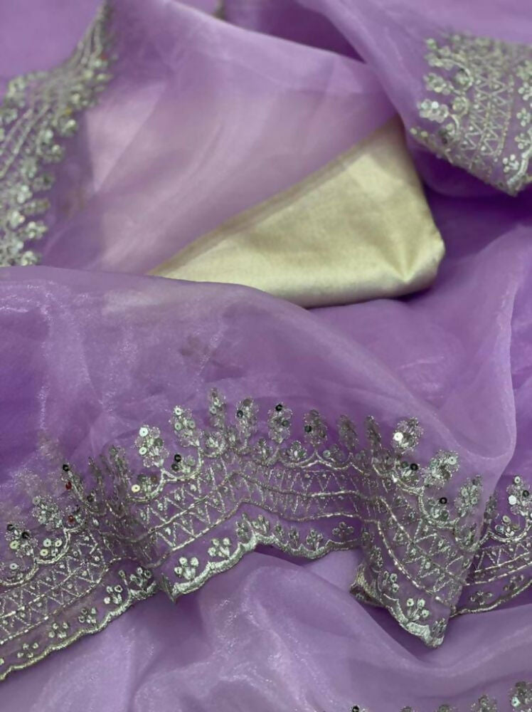 Vamsee Shirovastra Purple Organza Saree - Swadesiicart