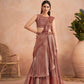 Pink Satin Embroidered Ready To Wear Saree With Unstitched Blouse Piece - Nandika | Swadesiicart