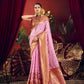 Vishnu Weaves Women's Baby-Pink Paithani Silk Saree with Blouse - Swadesiicart