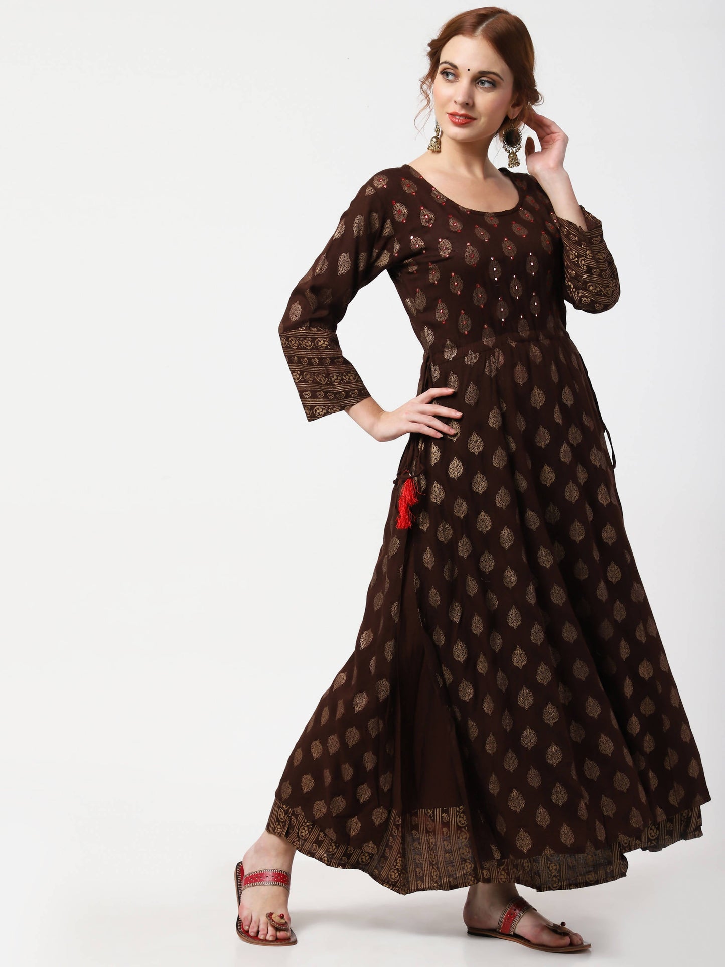 Cheera Double Layer Anarkali Dress - Swadesiicart