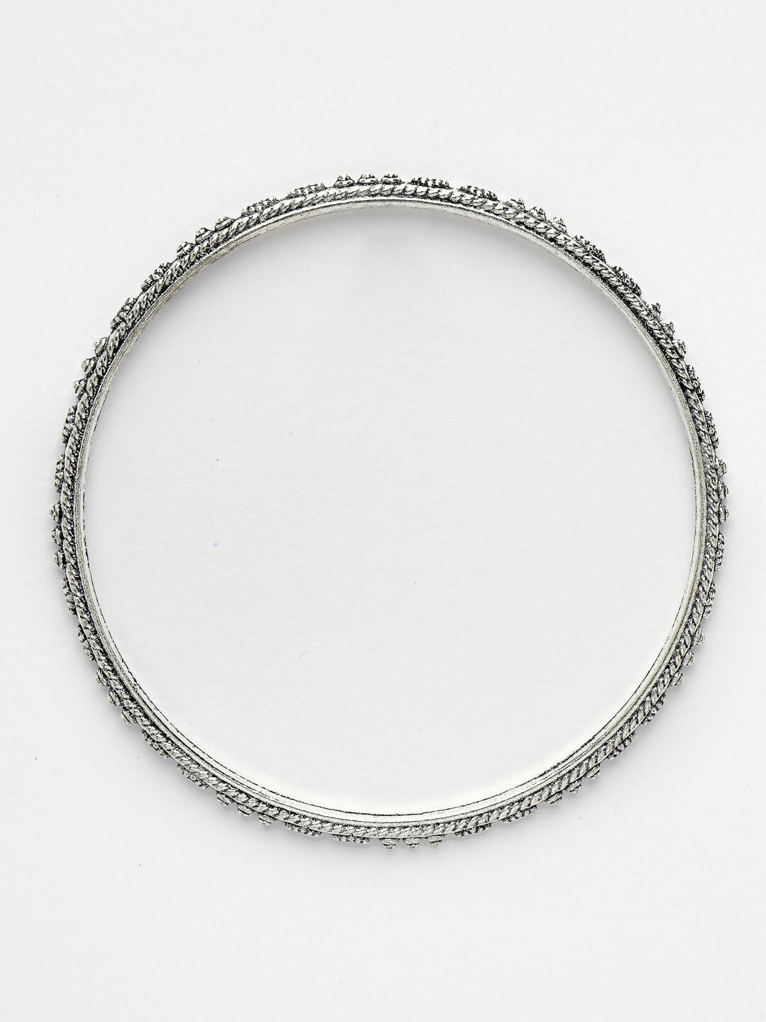 NVR Women's Set of 8 Silver-Toned German Silver Oxidised Bangles - Swadesiicart