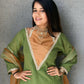 Anaita Parrot-Green Roman Shimmer Readymade Kurti Set with Designer Handwork