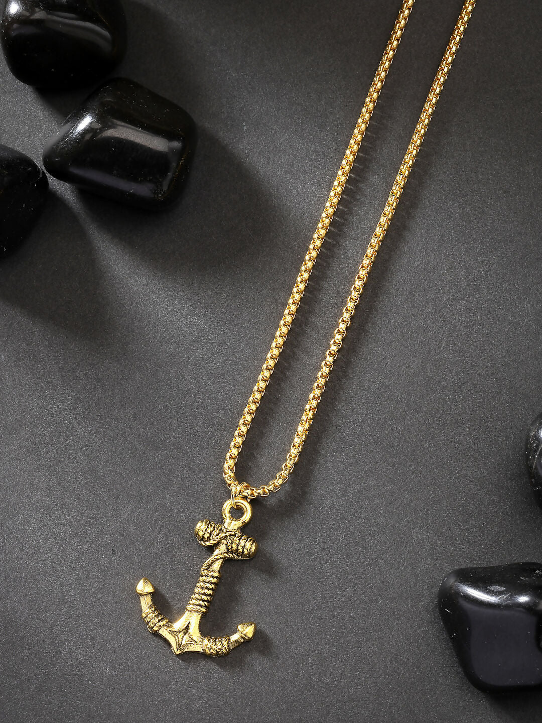 NVR Men Set of 2 Silver & Gold Stainless Steel Pendant with Chain | Swadesiicart