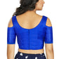 Aastha Fashion Women's Blue Art Silk Cold Shoulder Sleeve Readymade Blouse