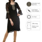 Ahalyaa Women's Black Georgette Glitter Print Kurta | Swadesiicart