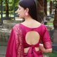 Vishnu Weaves Women's Pink Handloom Raw Silk Woven Border Saree with Unstitched Blouse - Swadesiicart