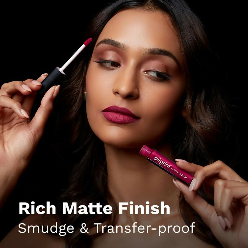 Pilgrim Liquid Matte Lipstick with Hyaluronic Acid - Kinky Pink - Swadesiicart