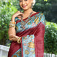 Vishnu Weaves Women's Red Cotton Silk Woven Saree with Blouse - Swadesiicart