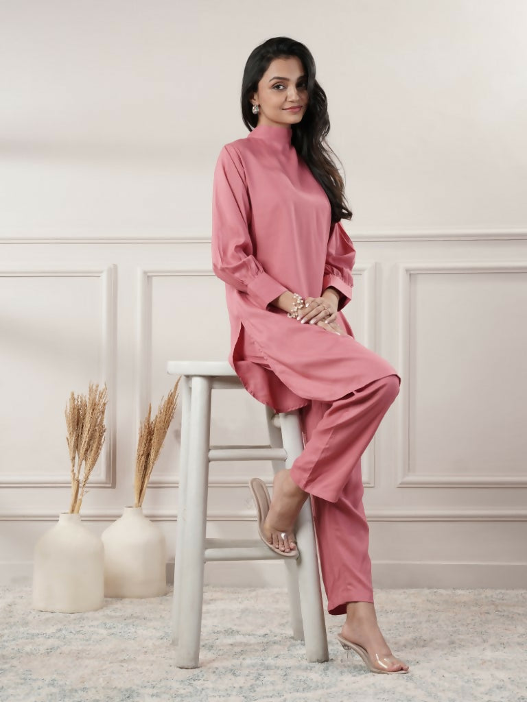 Joban Fashion Women's Rayon Peach Co-Ord Set - Swadesiicart