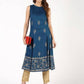 Aniyah Rayon Block Print Flared Blue Kurta (AN-149K) - Swadesiicart