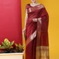 Vishnu Weaves Women's Maroon Tussar Silk Zari Woven Saree with Blouse - Swadesiicart