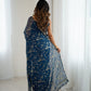 Lorenvalley Fashion Rama Solo Georgette Superb Finishing Foils Print & Fancy Zalar Lace in Border Saree with Blouse - Swadesiicart