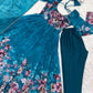 Lorenvalley Fashion Women Pure Soft Organza Silk Floral Print Fully Flair Anarkali With Pent Dupatta Set - Teal | Swadesiicart