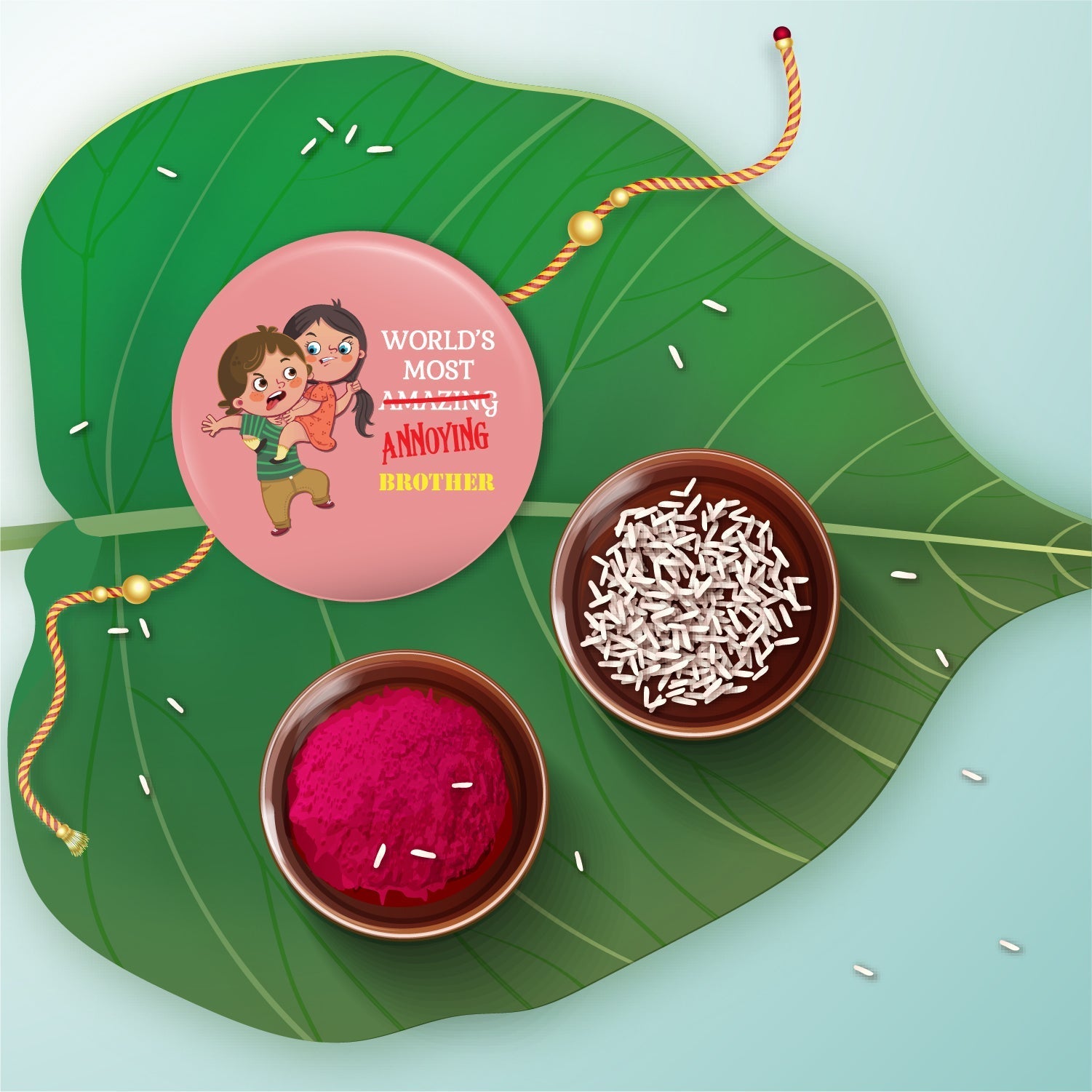 Indianvibez Annoying Brother Metal Rakhi with Fridge Magnet - Kids Rakhi - Swadesiicart