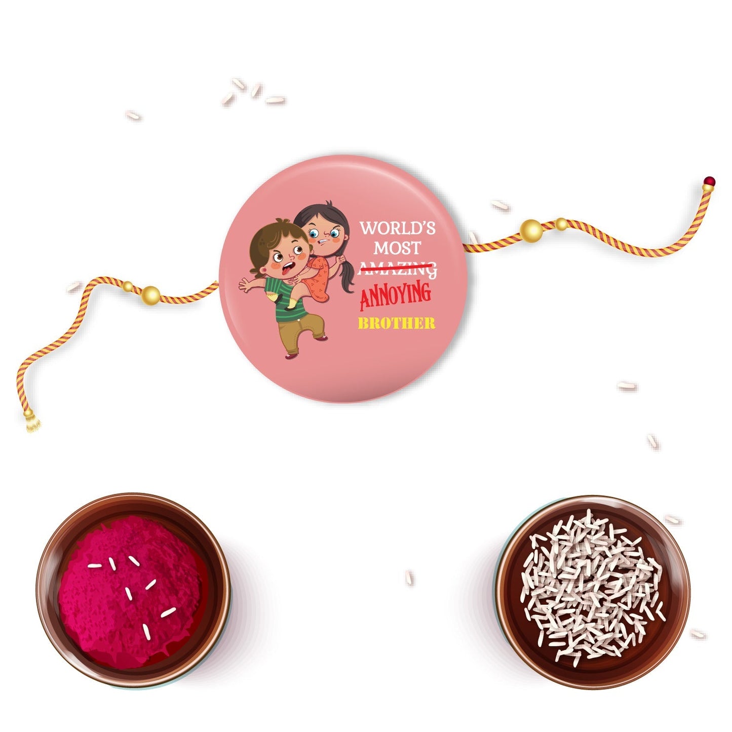 Indianvibez Annoying Brother Metal Rakhi with Fridge Magnet - Kids Rakhi - Swadesiicart