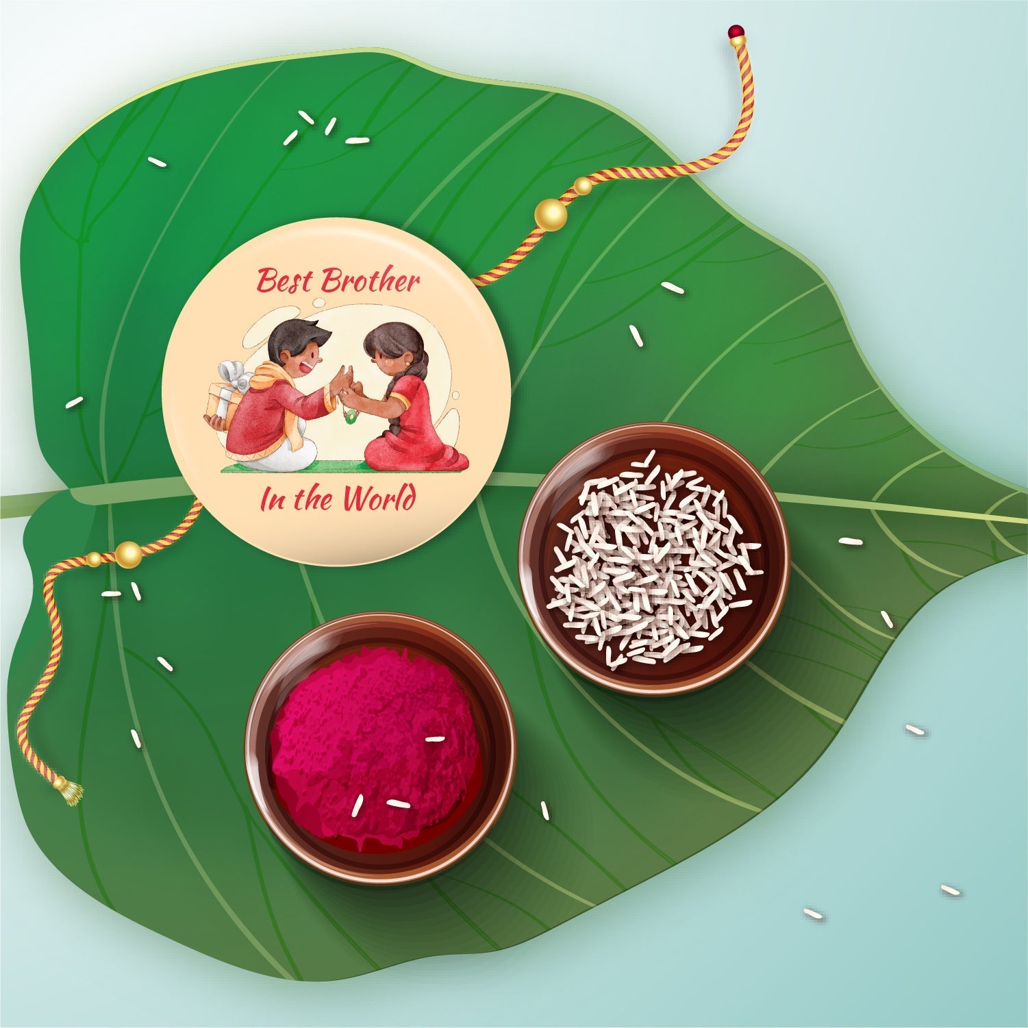 Indianvibez Best Brother in the World Metal Rakhi with Fridge Magnet - Kids Rakhi - Swadesiicart