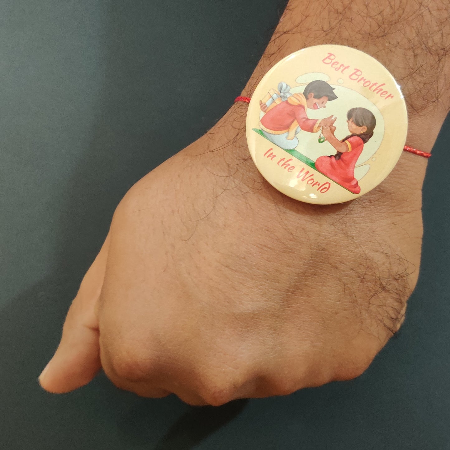 Indianvibez Best Brother in the World Metal Rakhi with Fridge Magnet - Kids Rakhi - Swadesiicart