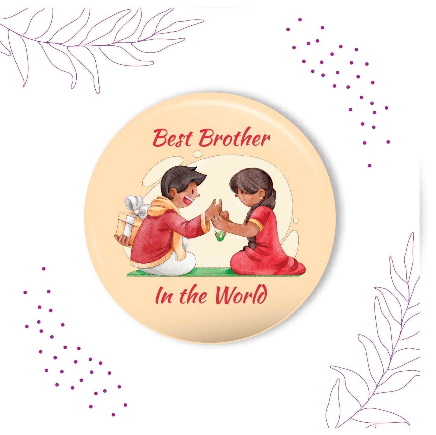 Indianvibez Best Brother in the World Metal Rakhi with Fridge Magnet - Kids Rakhi - Swadesiicart