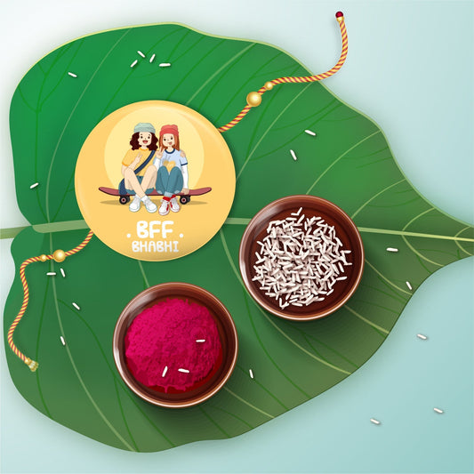 Indianvibez Bff Bhabhi Metal Rakhi/Lumba with Fridge Magnet - Kids Rakhi - Swadesiicart