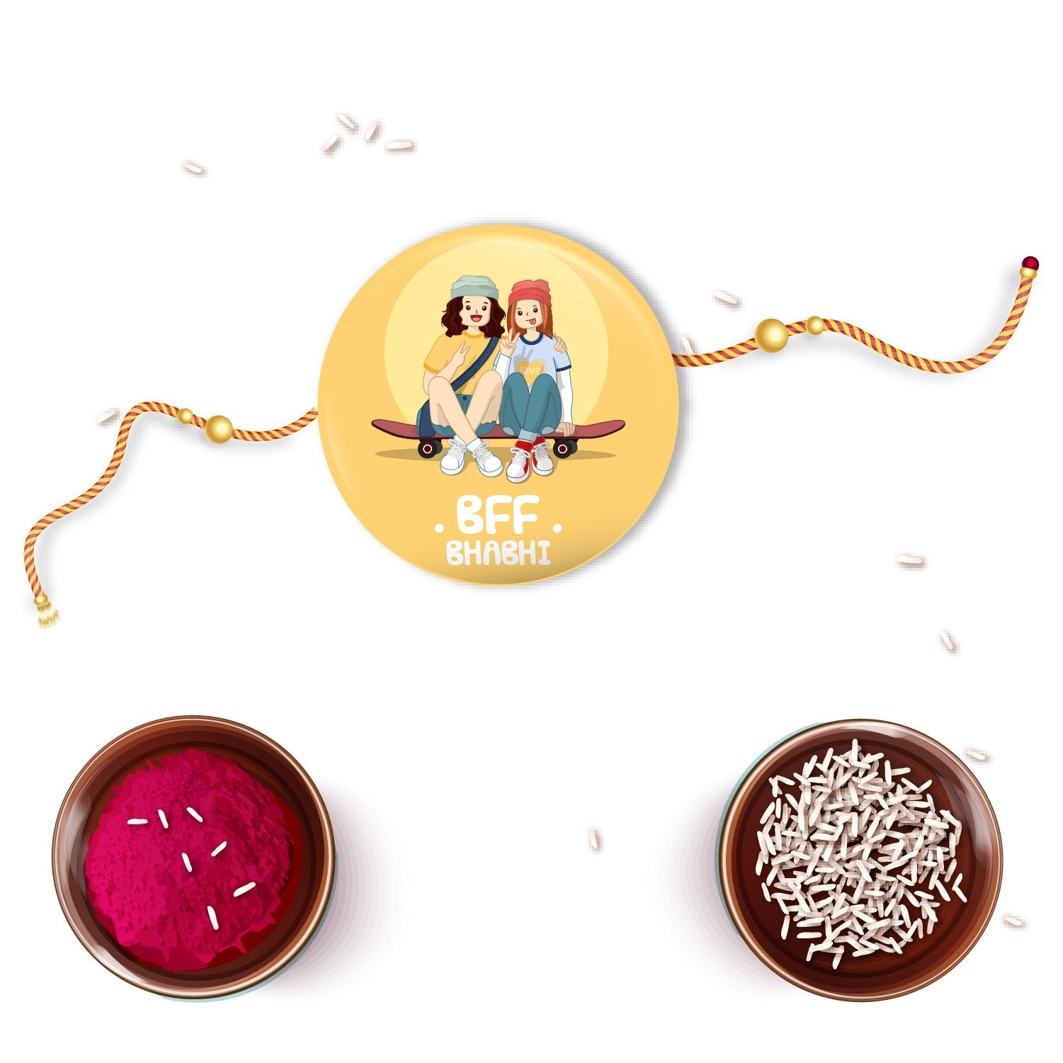 Indianvibez Bff Bhabhi Metal Rakhi/Lumba with Fridge Magnet - Kids Rakhi - Swadesiicart