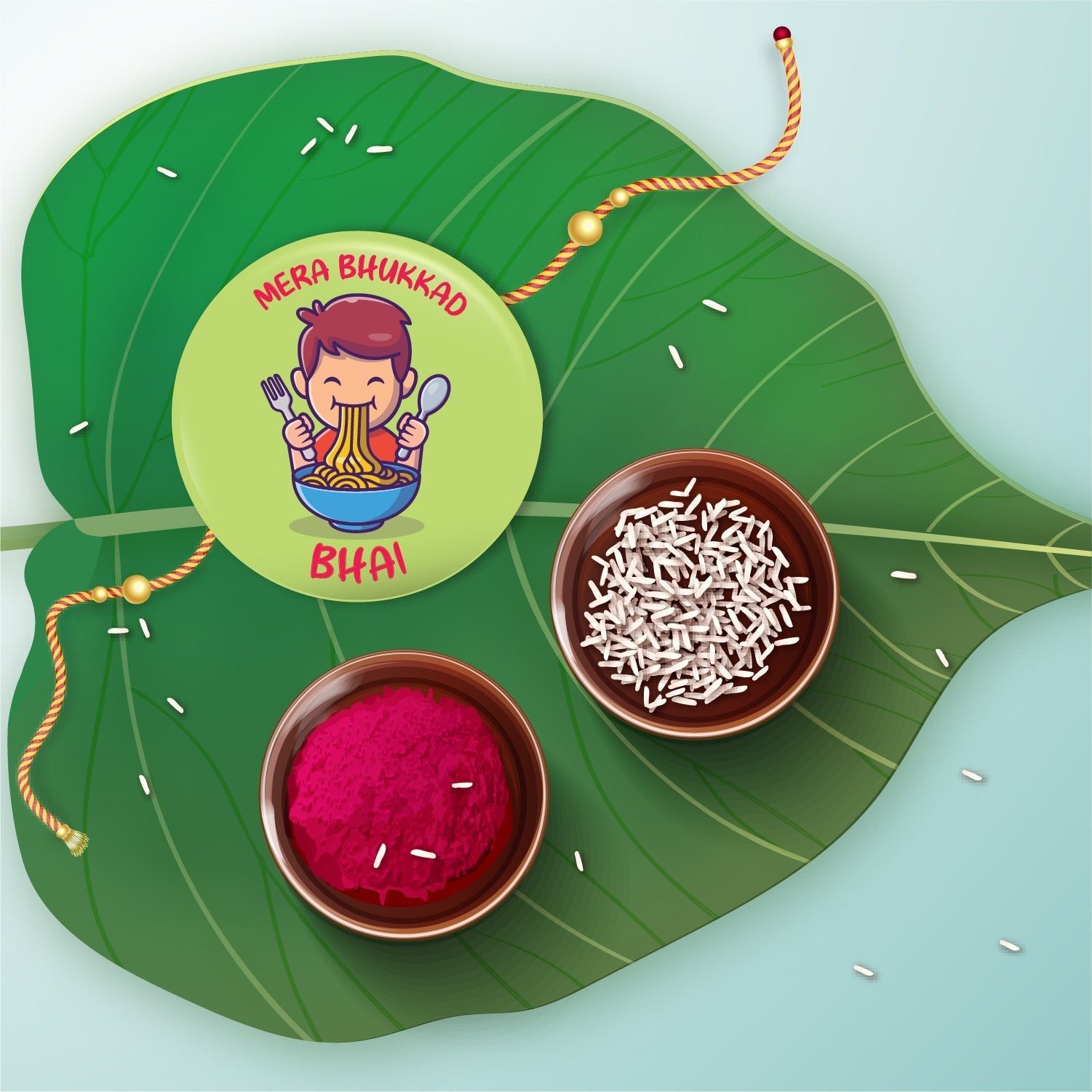 Indianvibez Bhukkad Bhai Metal Rakhi with Fridge Magnet - Kids Rakhi - Swadesiicart