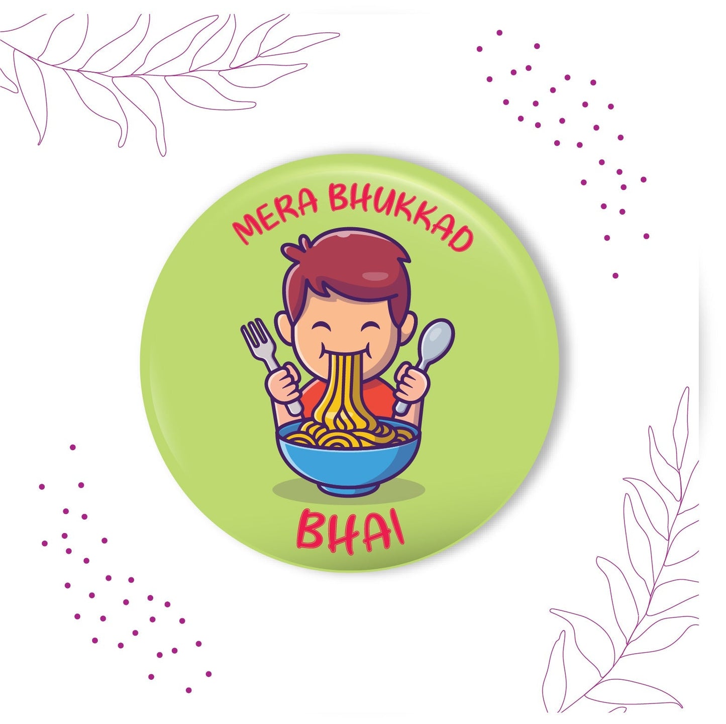 Indianvibez Bhukkad Bhai Metal Rakhi with Fridge Magnet - Kids Rakhi - Swadesiicart