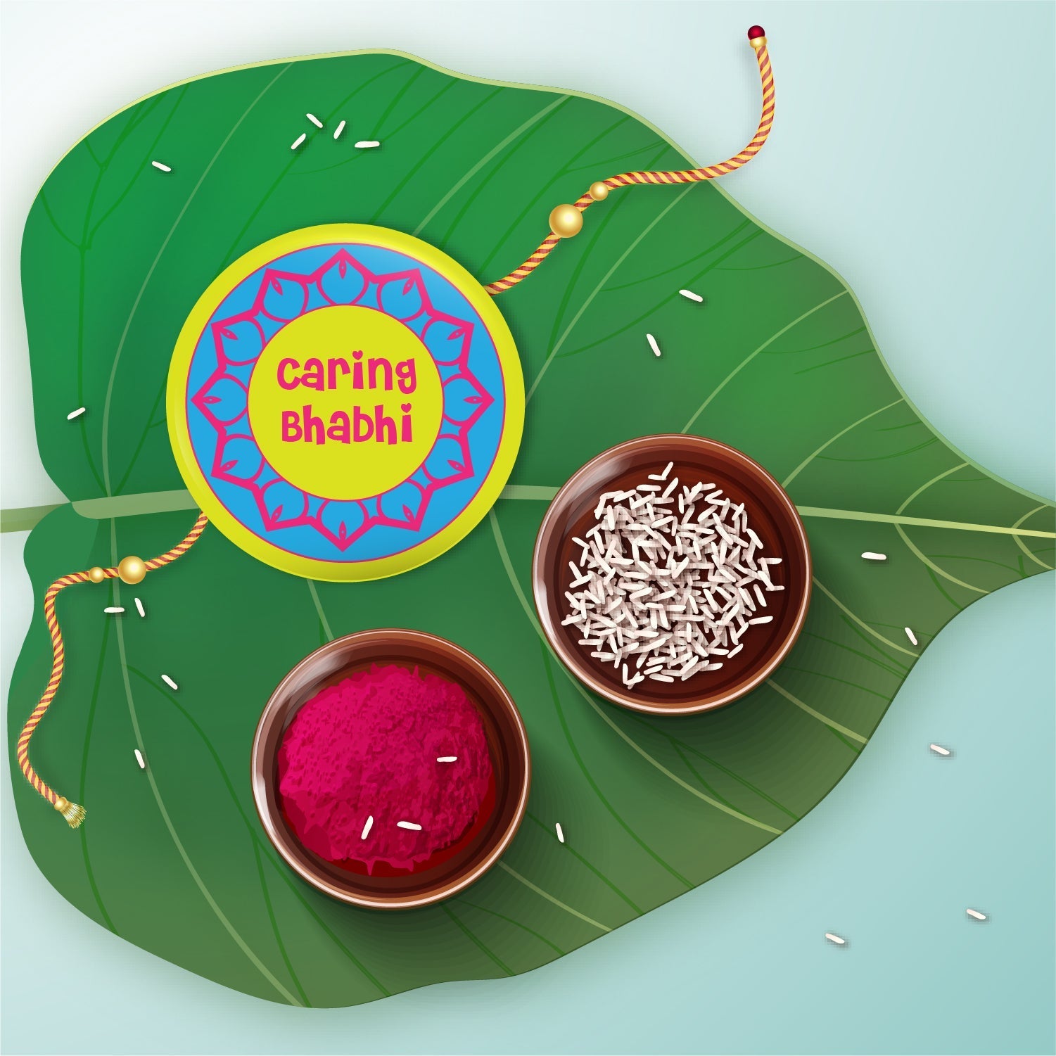Indianvibez Caring Bhabhi Metal Rakhi/Lumba with Fridge Magnet - Kids Rakhi - Swadesiicart