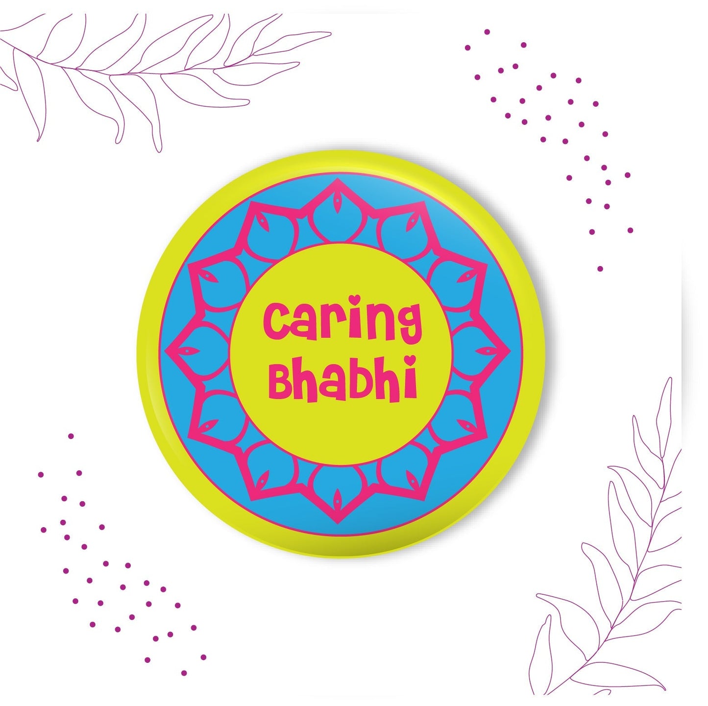 Indianvibez Caring Bhabhi Metal Rakhi/Lumba with Fridge Magnet - Kids Rakhi - Swadesiicart