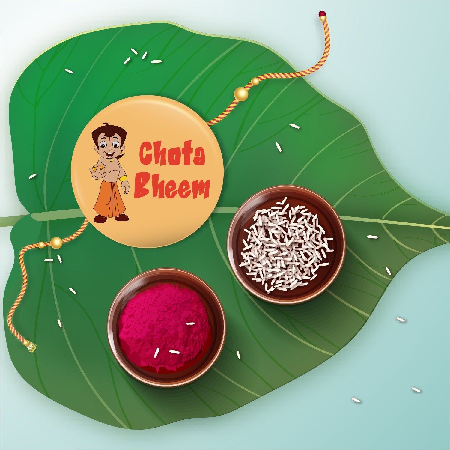 Indianvibez Chota Bheem Metal Rakhi with Fridge Magnet - Kids Rakhi - Swadesiicart