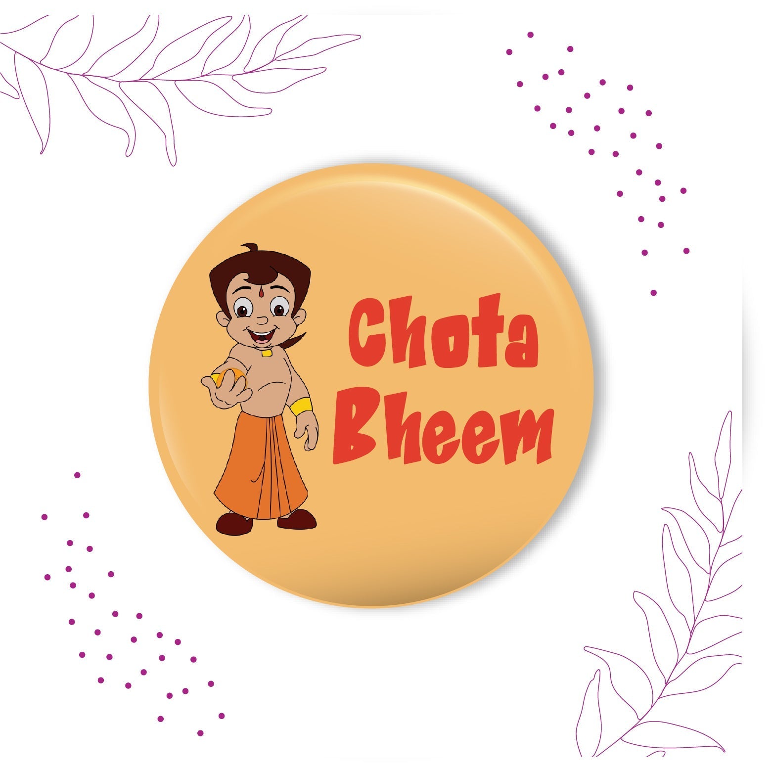 Indianvibez Chota Bheem Metal Rakhi with Fridge Magnet - Kids Rakhi - Swadesiicart