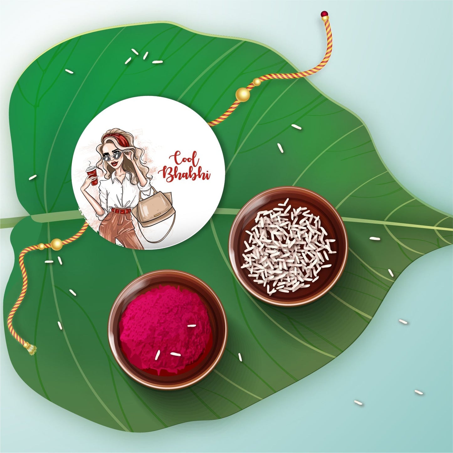 Indianvibez Cool Bhabhi Metal Rakhi/Lumba with Fridge Magnet - Kids Rakhi - Swadesiicart