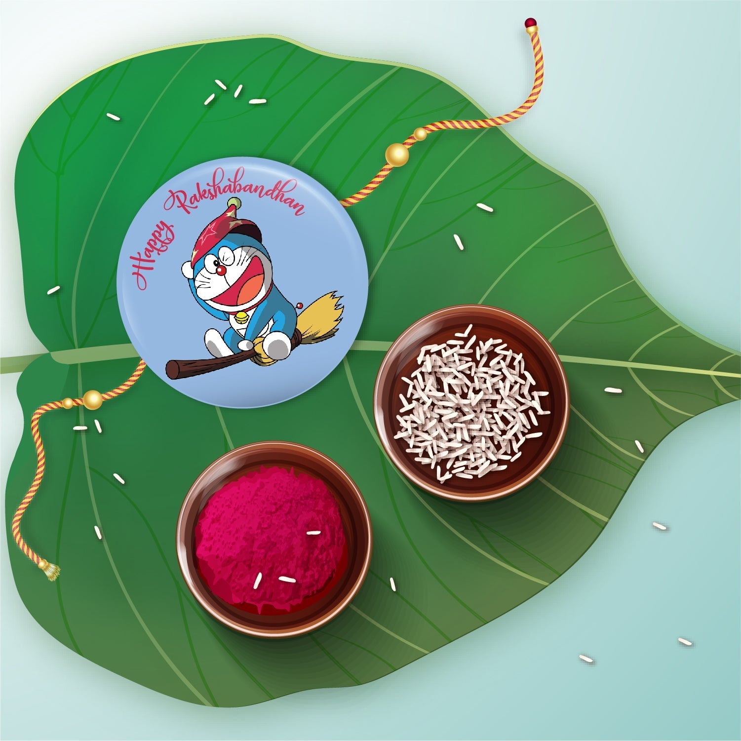 Indianvibez Doraemon Metal Rakhi with Fridge Magnet - Kids Rakhi - Swadesiicart