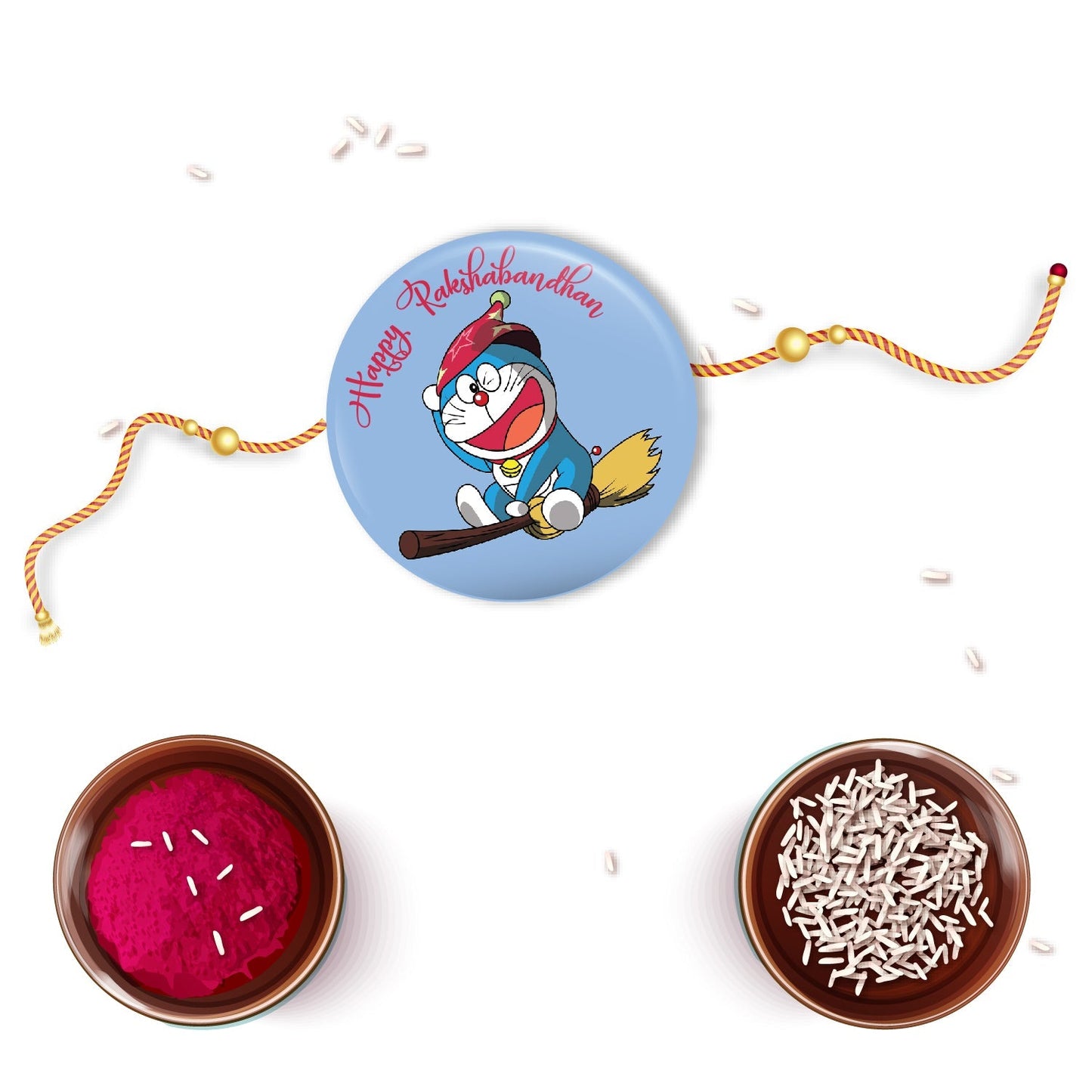 Indianvibez Doraemon Metal Rakhi with Fridge Magnet - Kids Rakhi - Swadesiicart