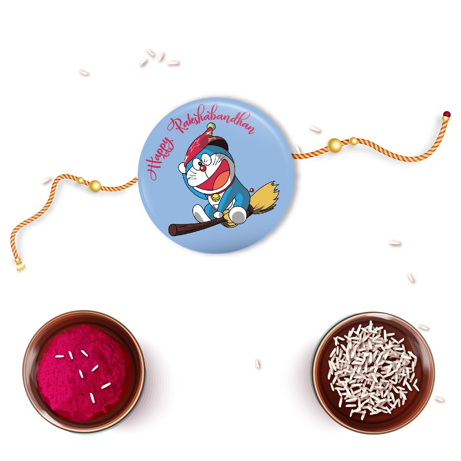Indianvibez Doraemon Metal Rakhi with Fridge Magnet - Kids Rakhi - Swadesiicart