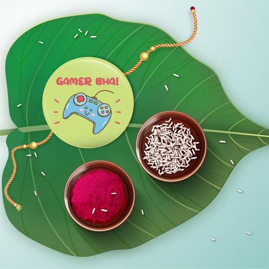Indianvibez Gamer Bhai Metal Rakhi with Fridge Magnet - Kids Rakhi - Swadesiicart