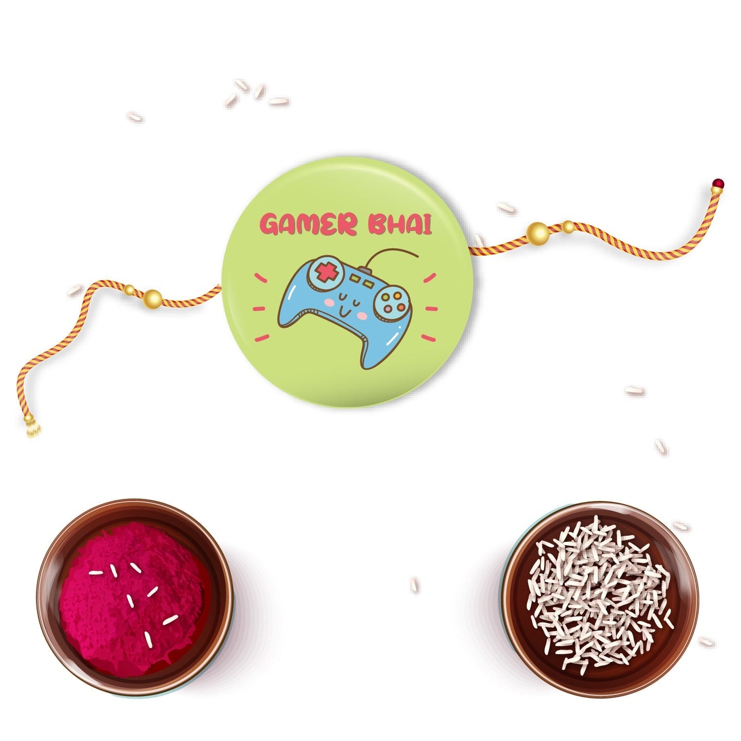 Indianvibez Gamer Bhai Metal Rakhi with Fridge Magnet - Kids Rakhi - Swadesiicart