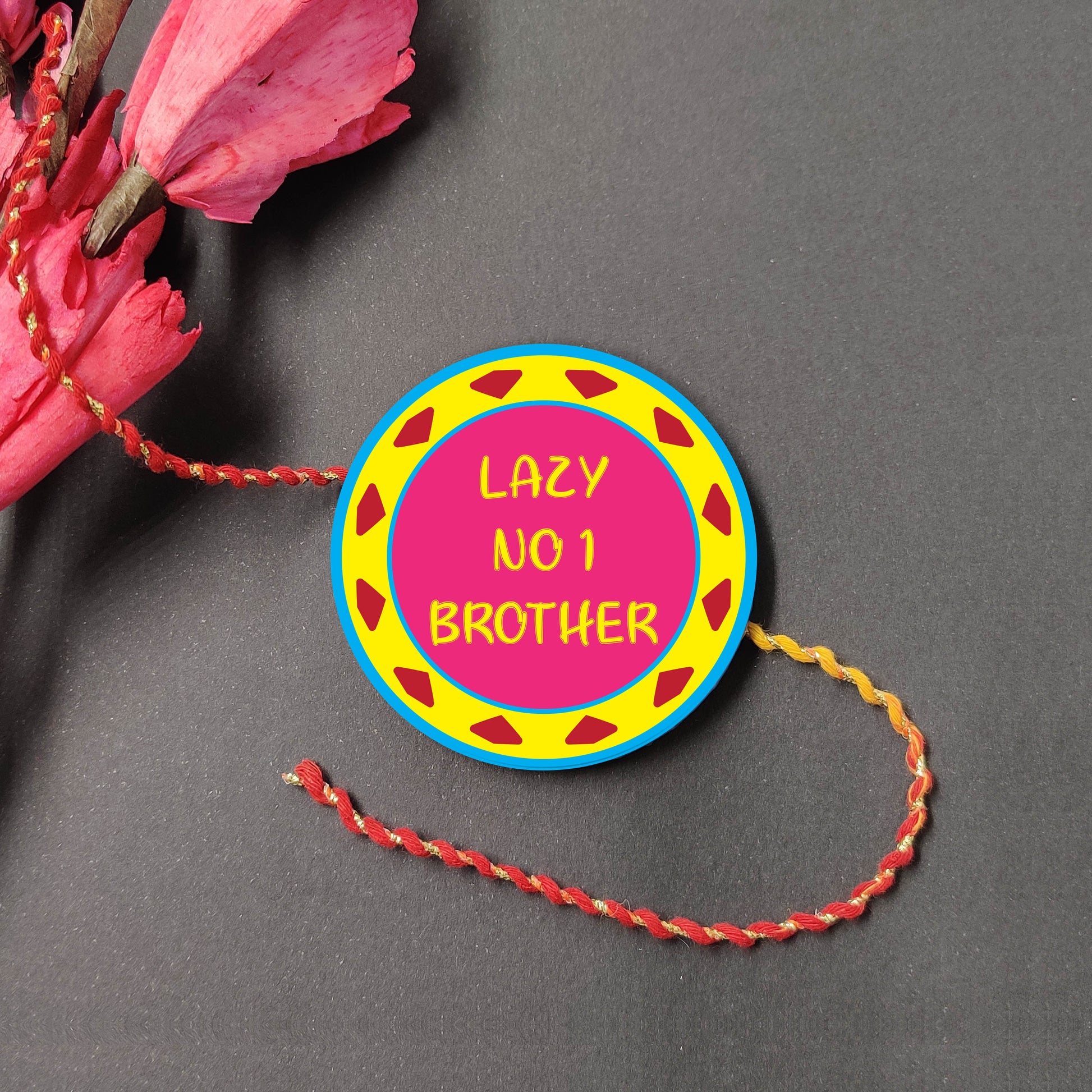 Indianvibez Lazy No 1 Brother Metal Rakhi with Fridge Magnet - Kids Rakhi - Swadesiicart