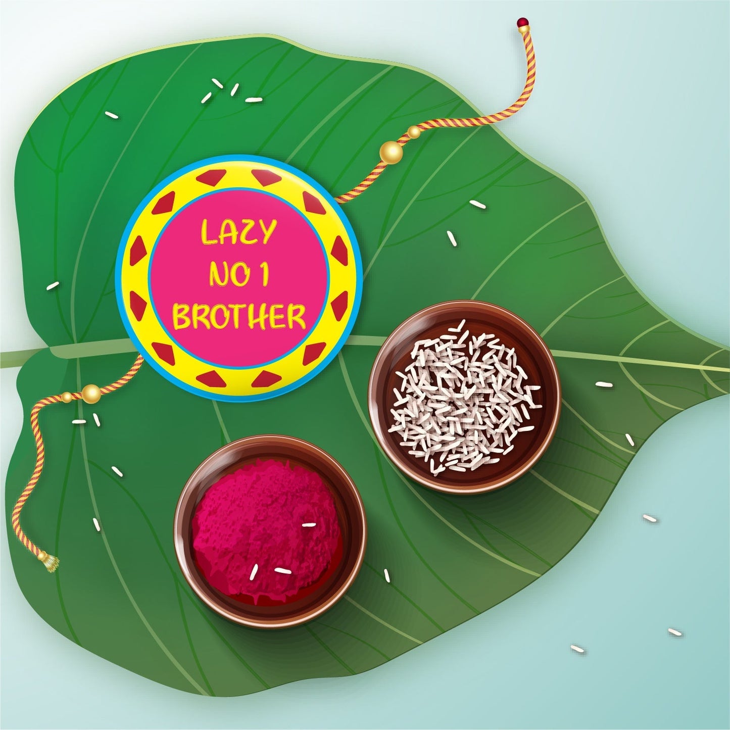 Indianvibez Lazy No 1 Brother Metal Rakhi with Fridge Magnet - Kids Rakhi - Swadesiicart