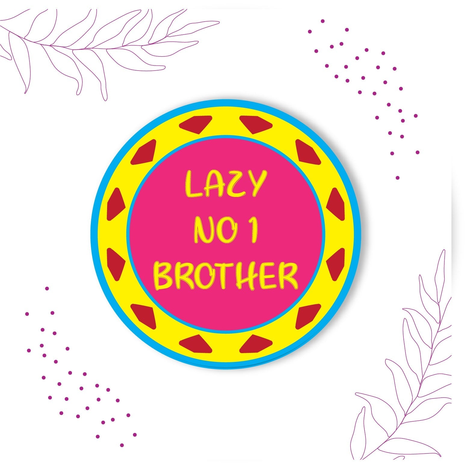 Indianvibez Lazy No 1 Brother Metal Rakhi with Fridge Magnet - Kids Rakhi - Swadesiicart