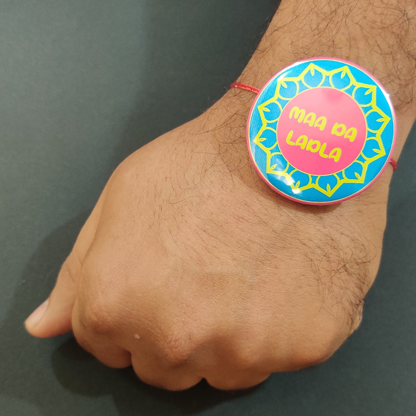 Indianvibez Maa Da Ladla Metal Rakhi with Fridge Magnet - Kids Rakhi - Swadesiicart