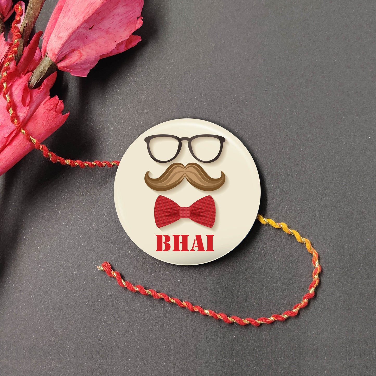 Indianvibez Moustache Bhai Metal Rakhi with Fridge Magnet - Kids Rakhi - Swadesiicart