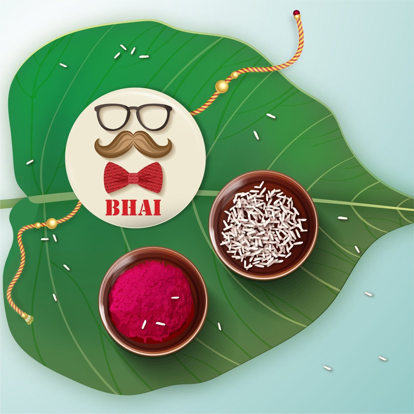 Indianvibez Moustache Bhai Metal Rakhi with Fridge Magnet - Kids Rakhi - Swadesiicart