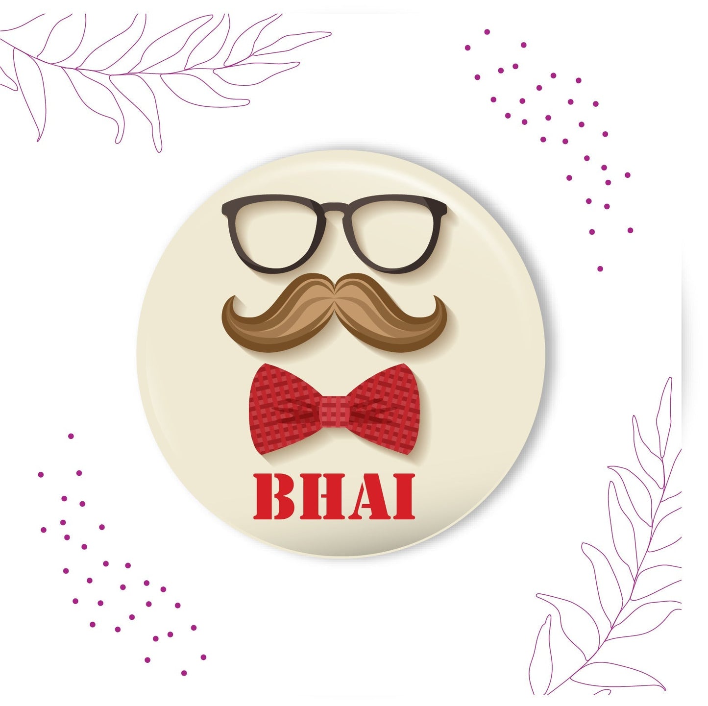 Indianvibez Moustache Bhai Metal Rakhi with Fridge Magnet - Kids Rakhi - Swadesiicart