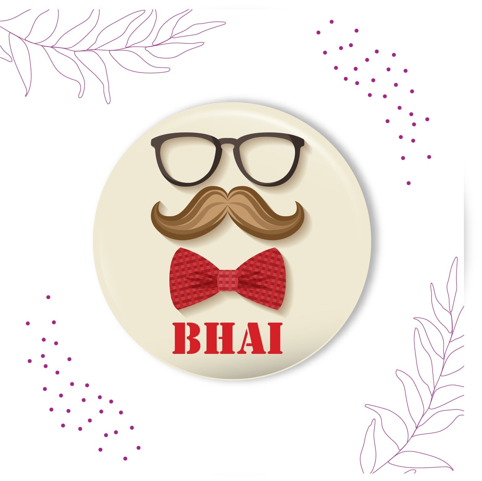 Indianvibez Moustache Bhai Metal Rakhi with Fridge Magnet - Kids Rakhi - Swadesiicart
